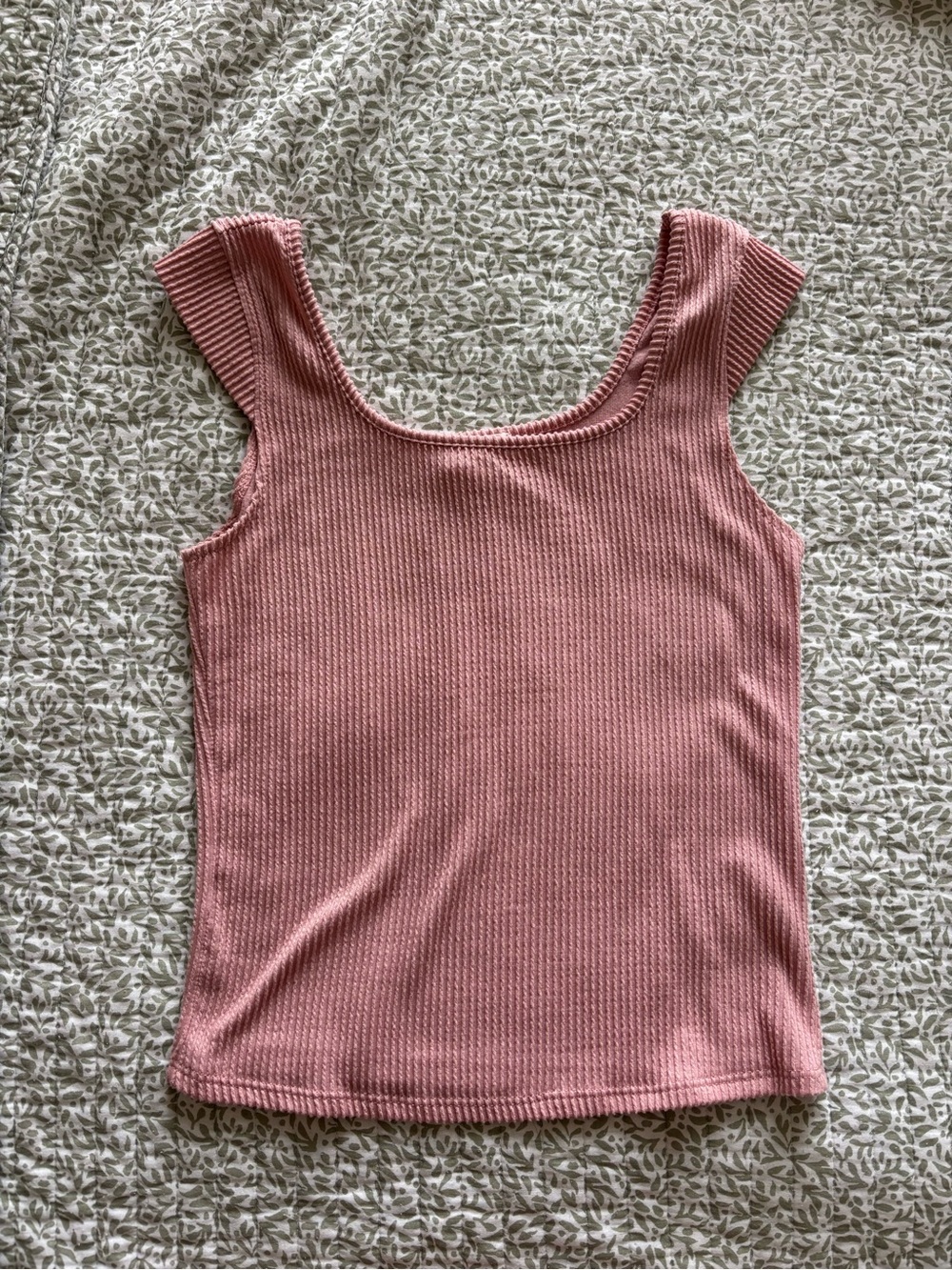Caution To The Wind Ribbed Scoop Tank Top — Dusty Pink